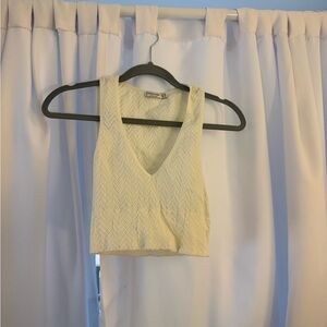 Stradivarius Cream V-Neck Crop Top